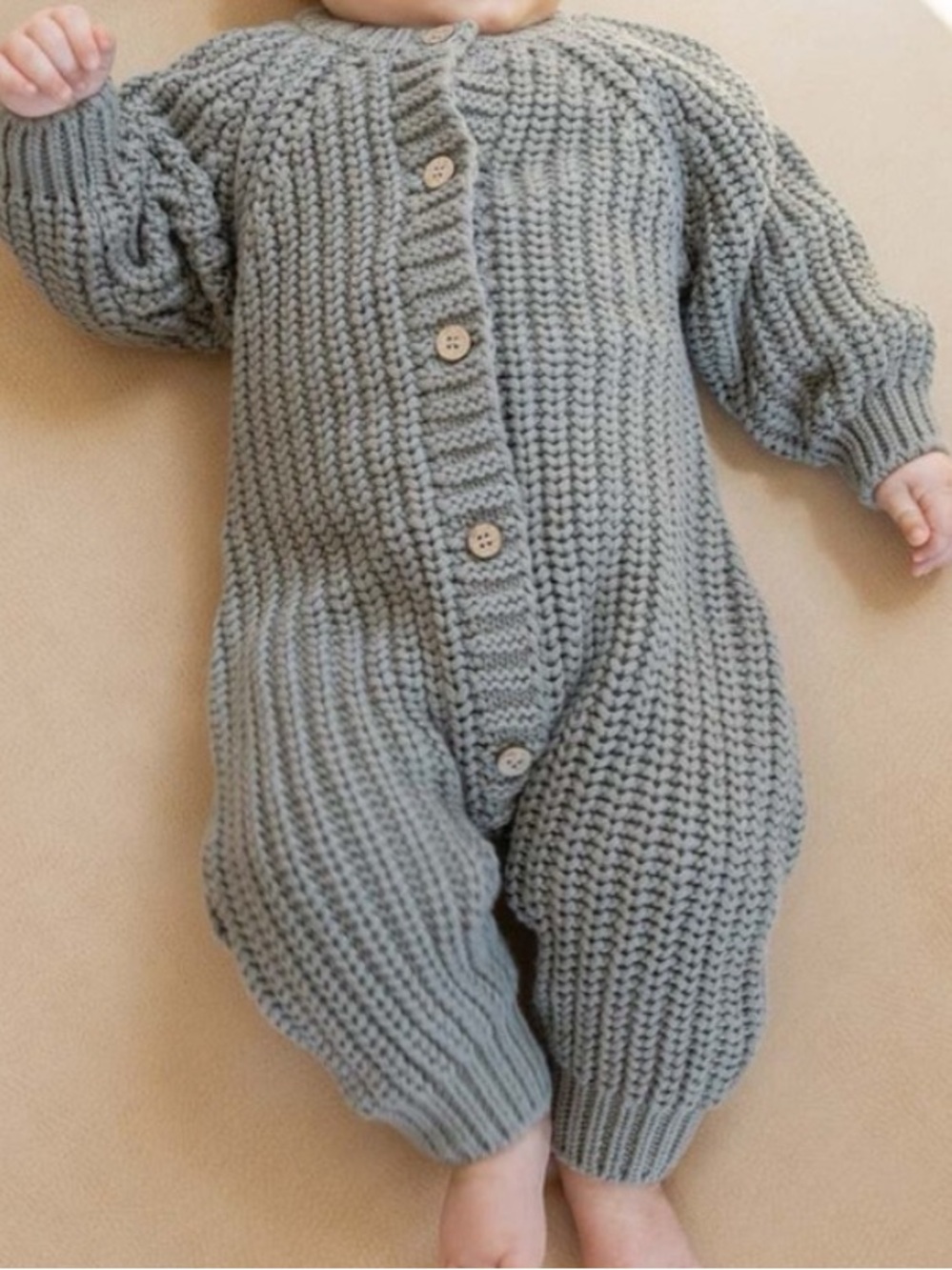Quincy Mae Chunky Knit Jumpsuit Basil